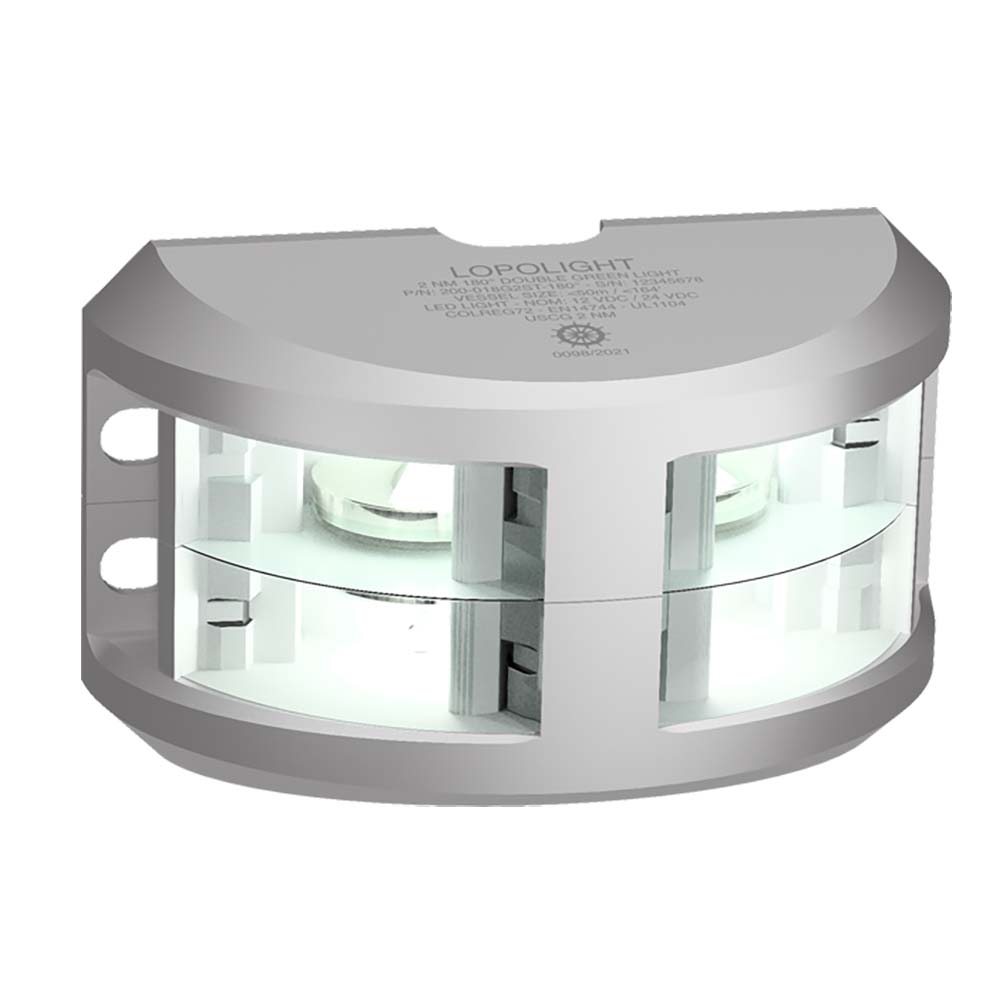 Lopolight Series 200-024 - Luz de navegación de doble apilamiento - 2NM - Montaje vertical - Blanco - Carcasa plateada [200-024G2ST]