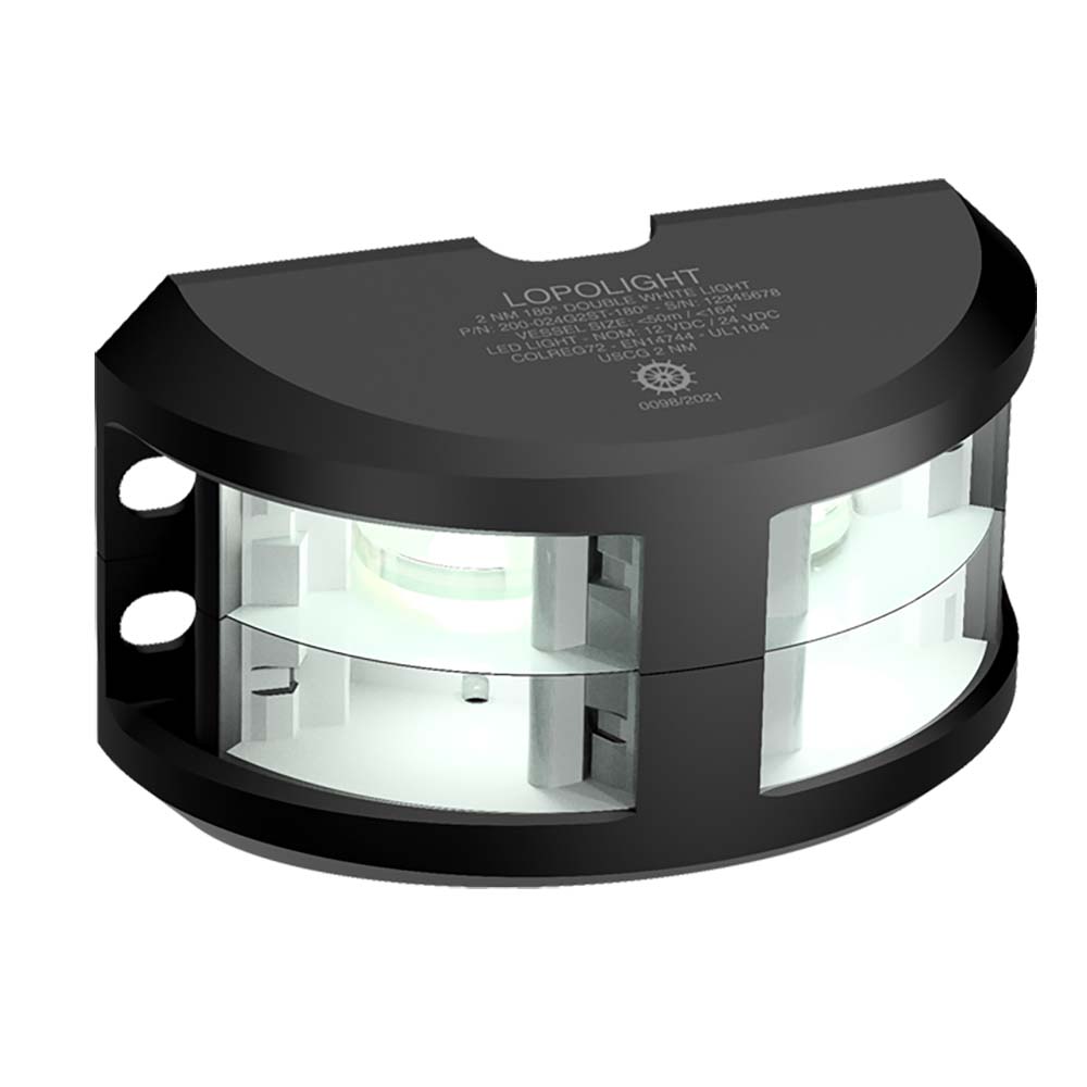 Lopolight Series 200-024 - Luz de navegación de doble apilamiento - 2NM - Montaje vertical - Blanco - Carcasa negra [200-024G2ST-B]