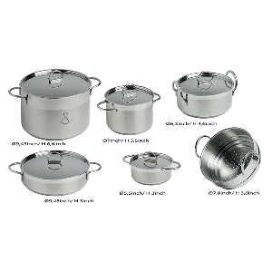 Marine Business Kitchen Cookware Pan Set Self-Containing - Stainless Steel - Set of 8 - 20001