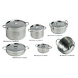 Marine Business Kitchen Cookware Pan Set Self-Containing - Stainless Steel - Set of 8 - 20001