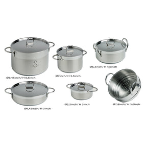 Marine Business Kitchen Cookware Pan Set Self-Containing - Stainless Steel - Set of 8 - 20001