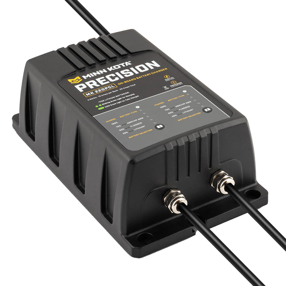 Minn Kota Cargador de precisión a bordo MK-220 PCL 2 bancos x 10 AMP LI Cargador optimizado [1832201]
