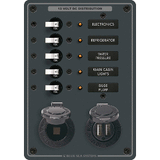 Blue Sea Systems Blue Sea 8120 - 5 Position 12V Panel w/Dual USB &amp; 12V Socket
