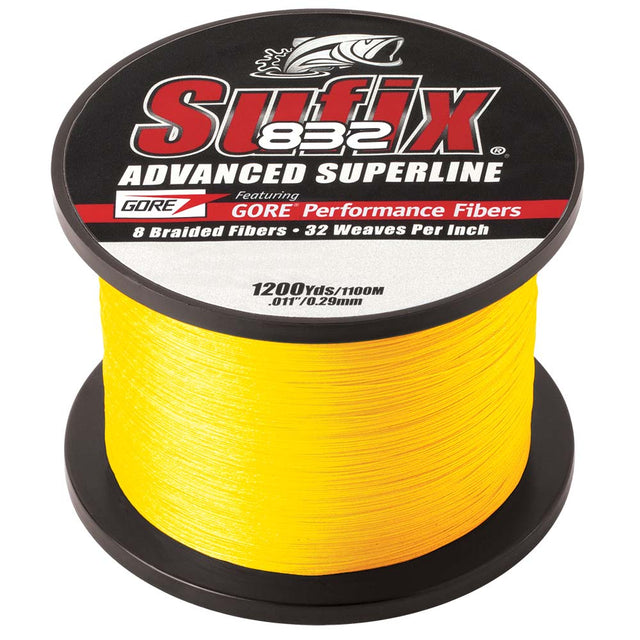 Sufix 832® Advanced Superline® Braid - 20lb - Hi-Vis Yellow - 1200 yds - 660-320Y
