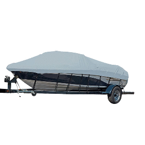 Carver by Covercraft Carver Sun-DURA&reg; Styled-to-Fit Boat Cover f/25.5' Sterndrive V-Hull Runabout Boats (Including Eurostyle) w/Windshield &amp; Hand/Bow Rails - Grey - 77125S-11