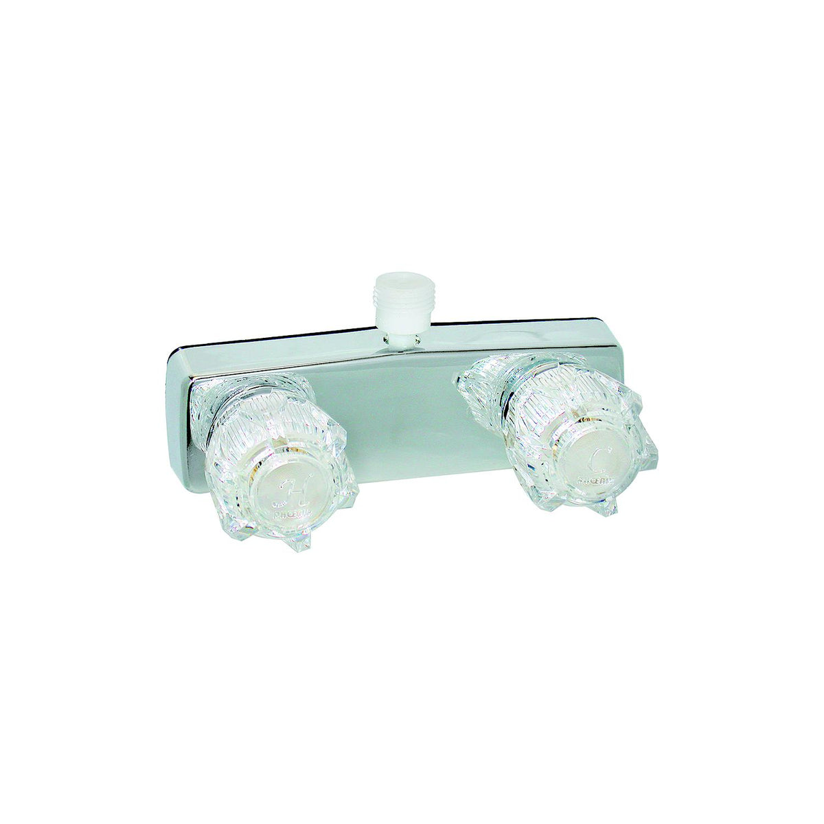 Valterra Phoenix PF213350 DuraPro Chrome Finish Two Handle 4" RV Shower Valve Faucet with Clear Acrylic Knobs - image 1
