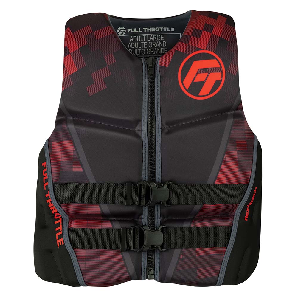 Chaleco salvavidas Full Throttle para hombre de secado rápido y espalda flexible - L - Negro/Rojo [142500-100-040-22]