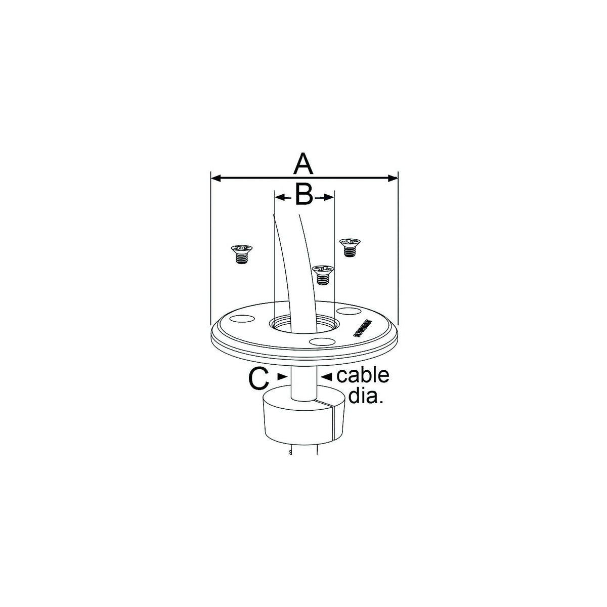 Scanstrut DSLP21BBLK Low Profile Cable Seal, Black Anodized Aluminum, fits 9-14mm cable - DS-LP-21B-BLK - official Scanstrut product image 3
