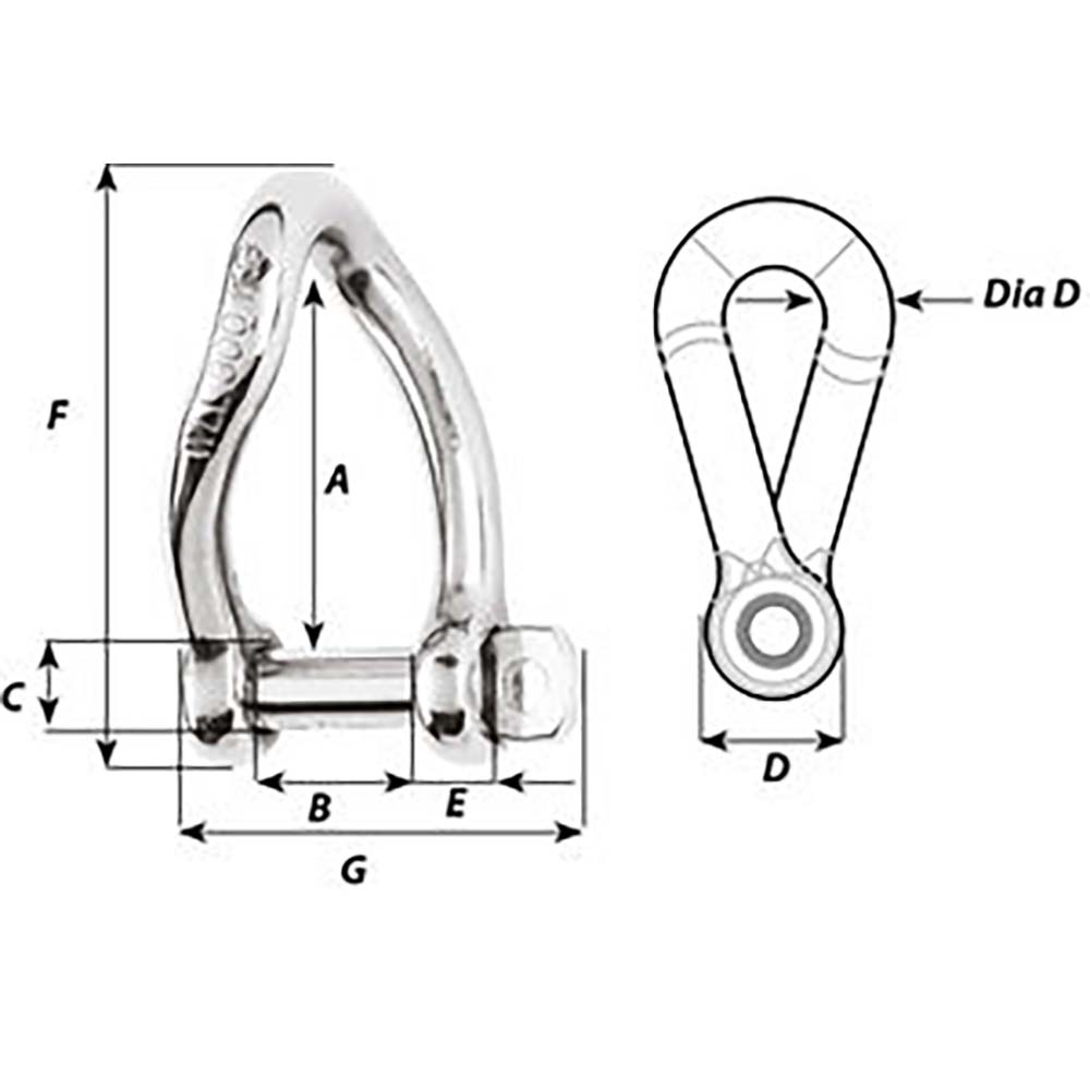 Grillete trenzado autoblocante Wichard - Diámetro 6 mm - 1/4" [01223]