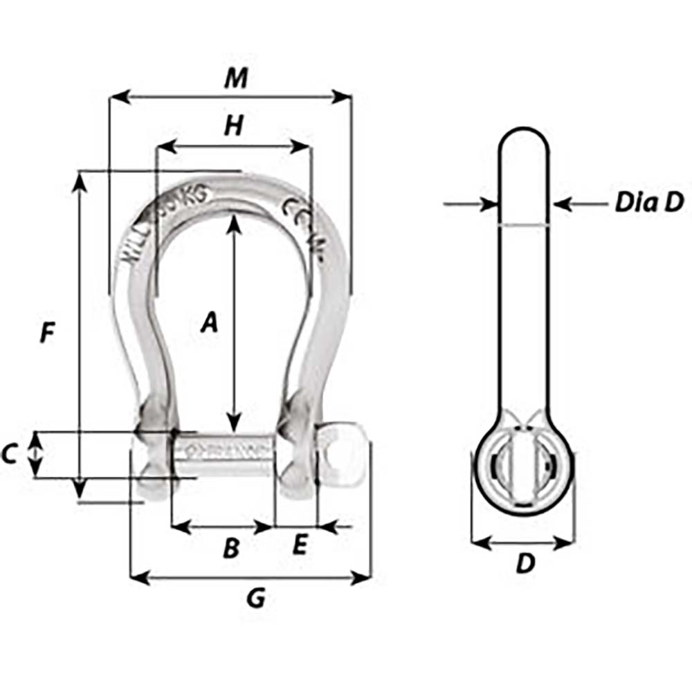 Grillete de arco autoblocante Wichard - Diámetro 6 mm - 1/4" [01243]