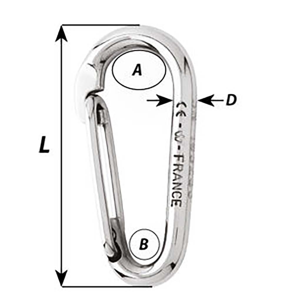 Gancho de carabina simétrico Wichard sin ojo - Longitud 60 mm - 1/4" [02333]