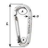 Gancho de carabina simétrico Wichard sin ojo - Longitud 60 mm - 1/4" [02333]