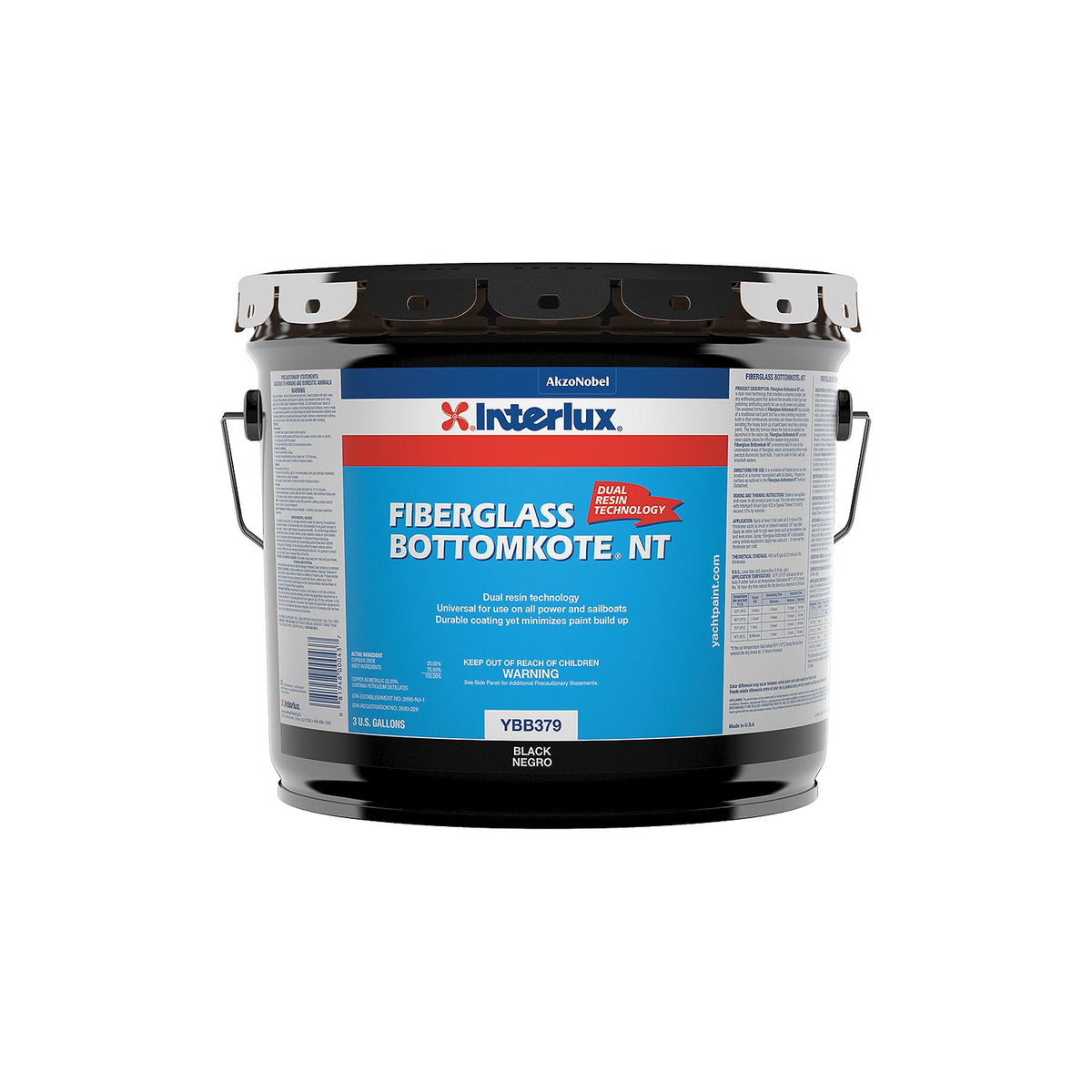 Interlux YBB3793 Fiberglass Bottomkote® NT Bottom Paint, Black 3-Gal. Pail - YBB379/3 - official Interlux product image 3