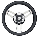 Uflex USA Uflex Morosini 13.8" Steering Wheel - Black Polyurethane w/Stainless Steel Spokes &amp; Chrome Hub - MOROSINI U/CH/B