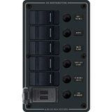 Blue Sea Systems Blue Sea 8521 - 5 Position Contura Switch Panel w/Dual USB Chargers - 12/24V DC - Black