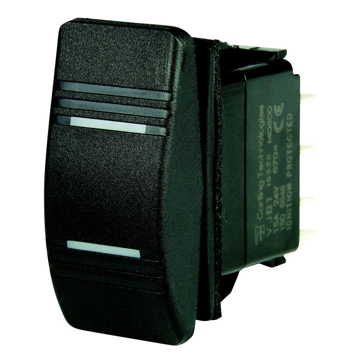 BEP BEP 1001808 Weather Resistant Contura Rocker Switch, On-Off-On, DPDT, 1/4" Blade Terminals, Illuminated Amber (2 Positions)