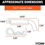 Curt Manufacturing Curt 21500 Hitch Pin 5/8", 2" Receiver, Zinc, Packaged - 21501 - image 1