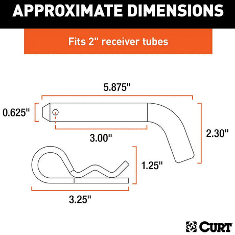 Curt Manufacturing Curt 21500 Hitch Pin 5/8", 2" Receiver, Zinc, Packaged - 21501 - image 1