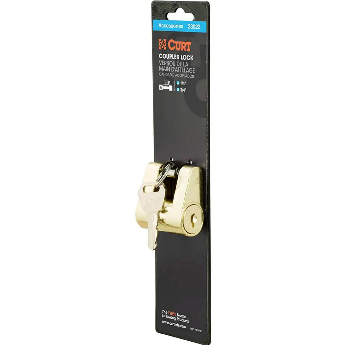 Curt Manufacturing Curt Mfg. 23022 Coupler Lock, 1/4" Pin, 3/4" Latch Span, Padlock, Brass-Plated - image 3