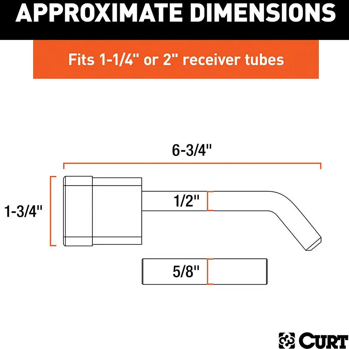 Curt Manufacturing Curt Mfg. 23024, 1/2" Hitch Lock with 5/8" Adapter fits 1-1/4" or 2" Receiver, Deadbolt, Chrome - image 4