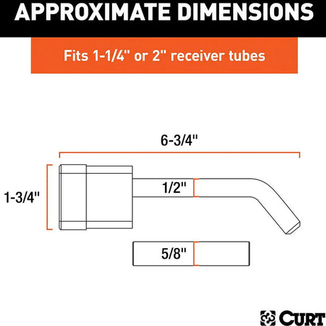 Curt Manufacturing Curt Mfg. 23024, 1/2" Hitch Lock with 5/8" Adapter fits 1-1/4" or 2" Receiver, Deadbolt, Chrome - image 4