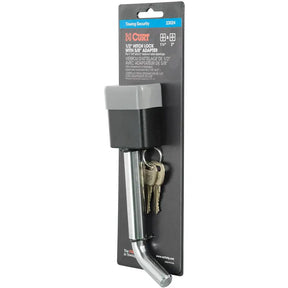 Curt Manufacturing Curt Mfg. 23024, 1/2" Hitch Lock with 5/8" Adapter fits 1-1/4" or 2" Receiver, Deadbolt, Chrome - image 1
