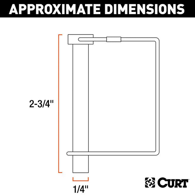 Curt Manufacturing Curt Mfg. 25080, 1/4" Safety Pin, 2-3/4" Pin Length, Zinc - image 1