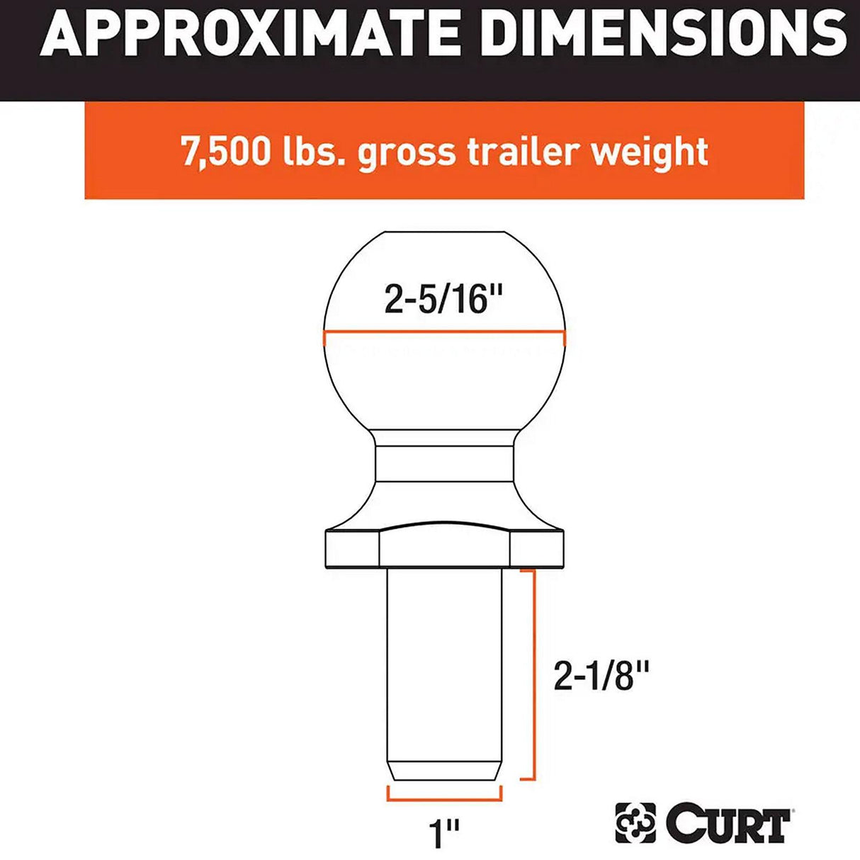 Curt Manufacturing Curt 40005 Trailer Ball 2-5/16", 7,500 lbs., Chrome - image 3