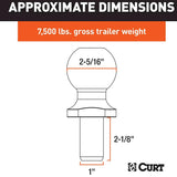 Curt Manufacturing Curt 40067 Trailer Ball 2-5/16" , 7,500 Lbs., Chrome, Packaged - image 4