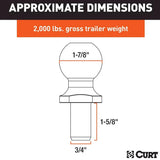 Curt Manufacturing Curt 40161 Trailer Ball 1-7/8", 2,000 lbs., Chrome, Packaged - image 3