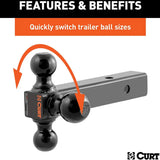 Curt Manufacturing Curt 45652 Multi-Ball Mount 2" Hollow Shank, 1-7/8", 2" & 2-5/16" Black Balls - image 2