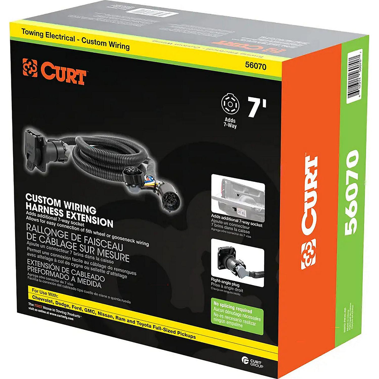 Curt Manufacturing Curt 56070 Custom Wiring Extension Harness, 7 ft - image 3