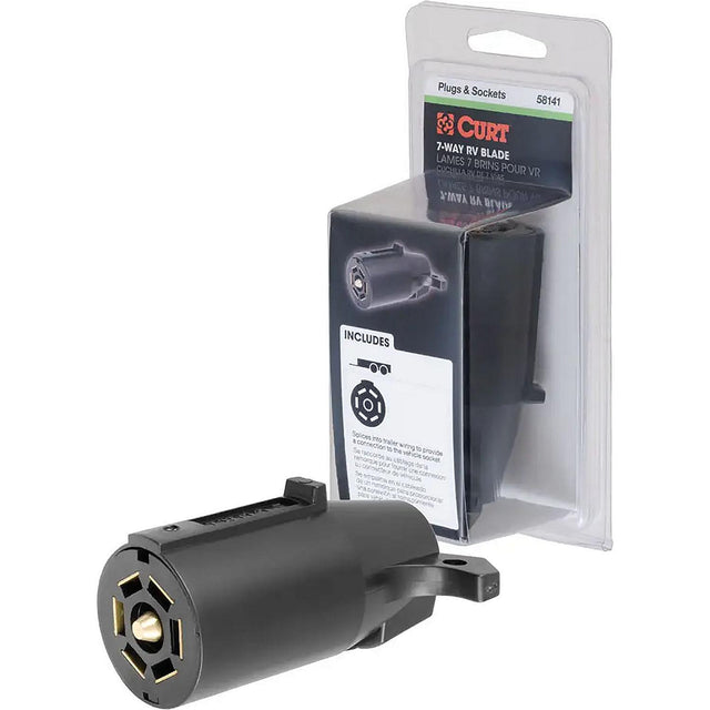 Curt Manufacturing Curt 58141 7-Way RV Blade Connector Plug, Trailer Side, Black - image 1