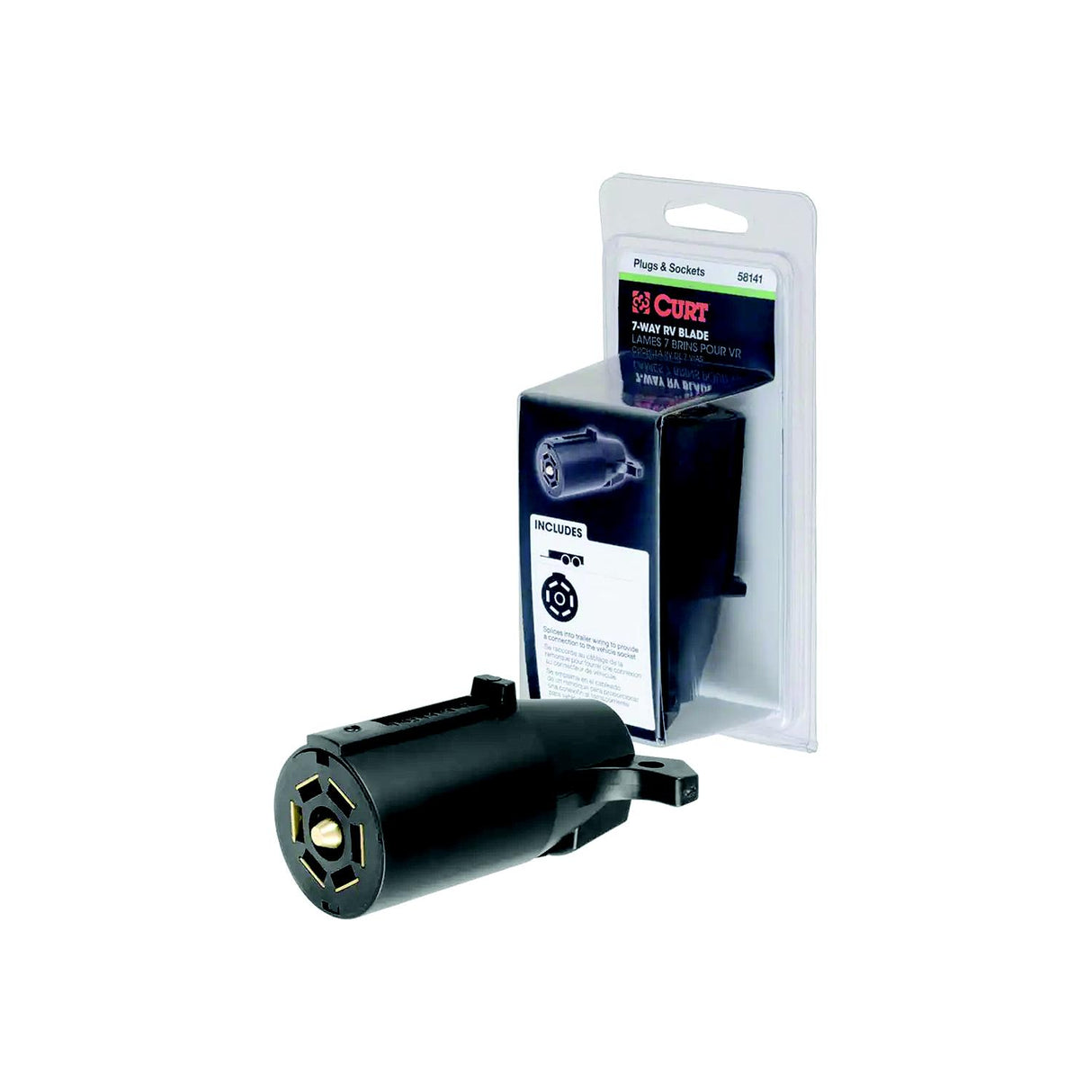 Curt Manufacturing Curt 58141 7-Way RV Blade Connector Plug, Trailer Side, Black - image 2