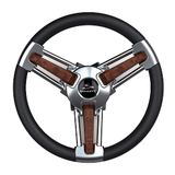 Schmitt Marine Burano Wheel 14" 3/4" Tapered Shaft Burl Polyurethane w/Stainless Spoke Includes Center Cap/Nut - PU105111-04R