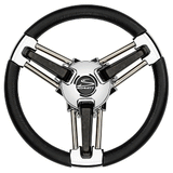 Schmitt Marine Burano Wheel 14" 3/4" Tapered Shaft Black Polyurethane w/Stainless Spoke Includes Center Cap/Nut - PU1051B1-04R
