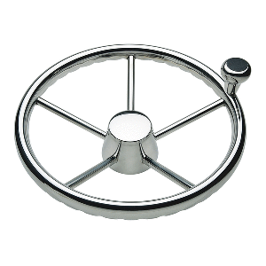 Schmitt Marine 170 Finger Grip Destroyer 5-Spoke 13.5" Stainless Steel Cap 3/4" Tapered Shaft w/Knob - 1731321FGK-R