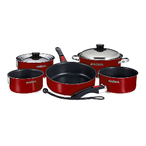 Magma Nestable 10 Piece Induction Non-Stick Enamel Finish Cookware Set - Magma Red - A10-366-MR-2-IN