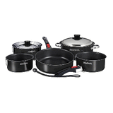 Magma Nestable 10 Piece Induction Non-Stick Enamel Finish Cookware Set - Jet Black - A10-366-JB-2-IN