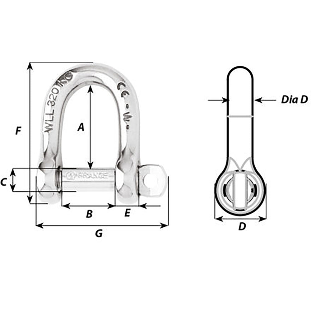 Grillete D autoblocante Wichard - 12 mm de diámetro - 15/32" [01206]