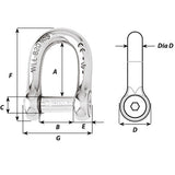 Grillete D con pasador de cabeza Allen autoblocante Wichard - 12 mm de diámetro - 15/32" [01306]