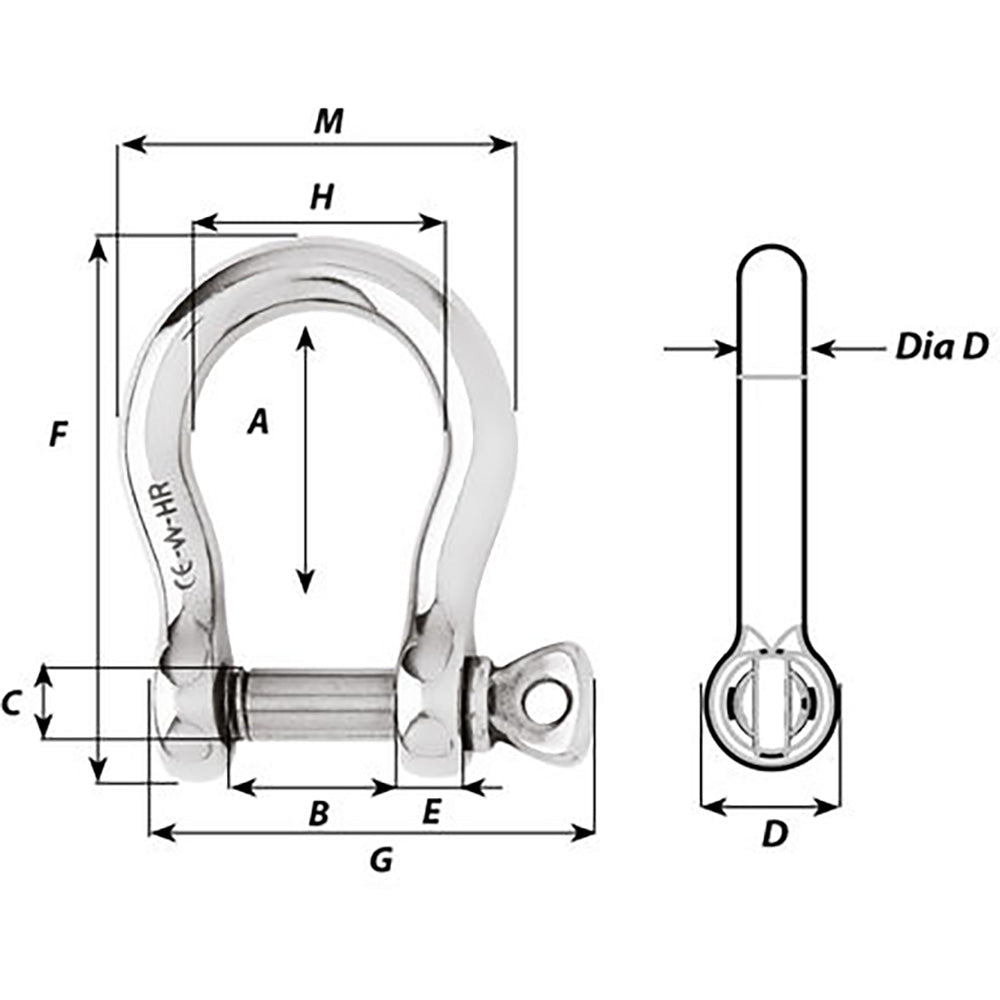 Grillete de arco Wichard HR - Pasador de 12 mm de diámetro [11246]