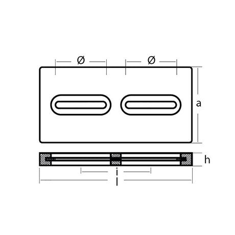 Tecnoseal Rectangular Zinc Plate Anode w/Inserts - 12" x 6" x 1" [TEC-DIVERSD]
