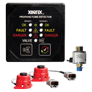 Fireboy-Xintex Propane Fume Detector, 2 Channel, 2 Sensors, Solenoid Valve &amp; Control &amp; 20' Cable - 24V DC - P-2BS-24-R