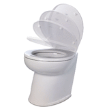 Jabsco Deluxe Flush 14" Angled Back 12V Raw Water Electric Marine Toilet w/Remote Rinse Pump &amp; Soft Close Lid - 58260-3012