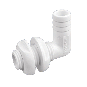 Attwood Marine Attwood White Plastic 90 Degree Thru-Hull Connector - 1-1/8" Inner Diameter - 3879-3