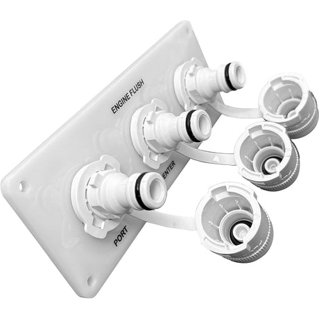 Flushmaster Flush Port Reroute Dual Outlet - White Acrylic Plate - Horizontal - 1/2' Barb [SM-QCR2WH12] - official Flushmaster product image 2