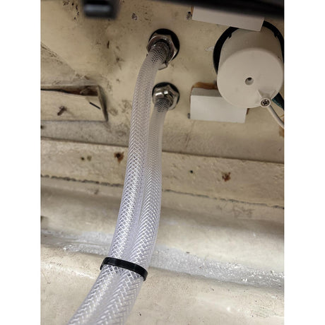 Flushmaster Flush Port Reroute Dual Outlet - White Acrylic Plate - Horizontal - 1/2' Barb [SM-QCR2WH12] - official Flushmaster product image 5