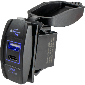 Sea-Dog USB &amp; USB-C Rocker Switch Style Power Socket - 426521-1