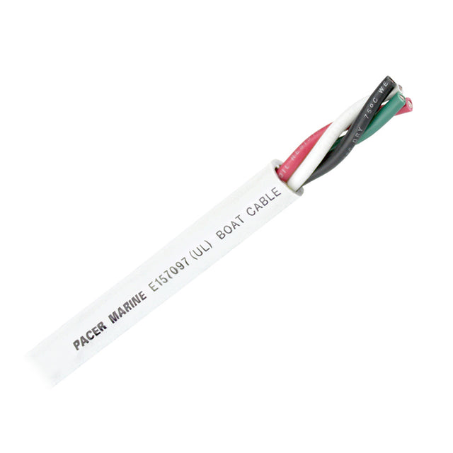 Pacer Round 4 Conductor Cable - 500' - 10/4 AWG - Black, Green, Red &amp; White - WR10/4-500